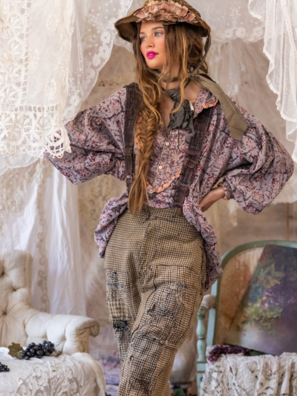 Magnolia Pearl Blockprint Tora Top- Top 1144, Tresor, OS